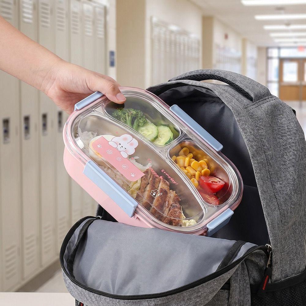Microwave Safe Cute Lunch Container Food Grade Partitioned Lunch Plate Refrigeration Storage