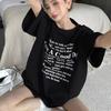 Ladies Summer Short Sleeve Round Collar Casual Letter Printed Teenager Pullover Oversize Cotton T Shirt Top