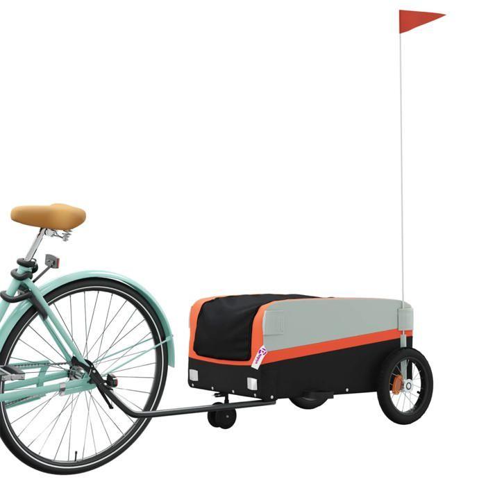 VidaXL Bicycle Trailer, Transport Cart with Flag, Bicycle Cart, Bicycle Trailer, Luggage Trailer, 94054