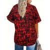 XL-7XL Damski T-shirt Plus Size z Gradientem, Casualowy, z Nadrukiem 3D, Luźny, z Dekoltem w Serek, z Krótkim Rękawem