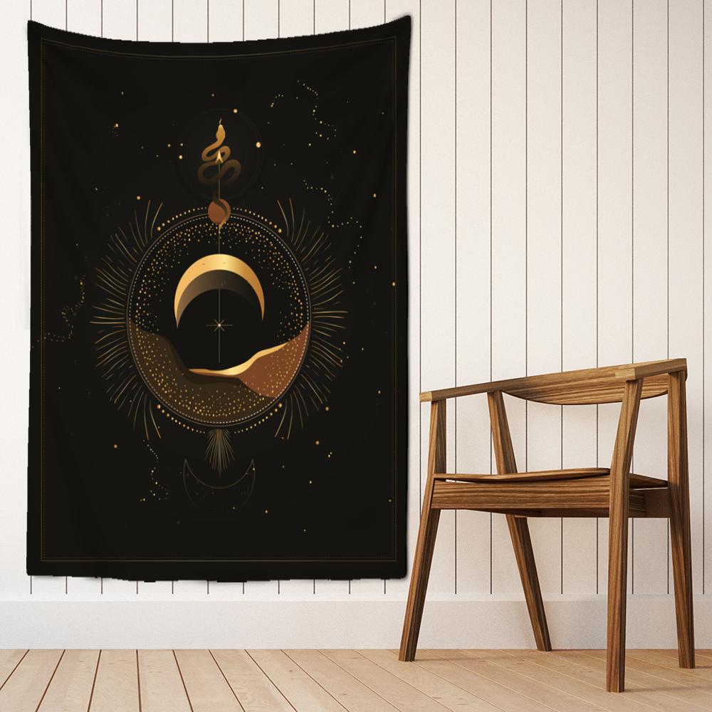 Sun Moon Constellation Tapestry Wall Hanging Star Sky Divination Witchcraft Psychedelic Dark Mysterious Bedroom Home Decor