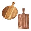Wooden Charcuterie Board Kitchen Cutting Board with Handles Rectangular Round Serving Tray for Slicing Fruit Meat Cheese Bread