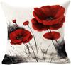 Charming Retro Watercolor Oil Painting Red Poppy Cotton Linen Throw Pillow Case Cushion Cover New Home Office Indoor Decorative