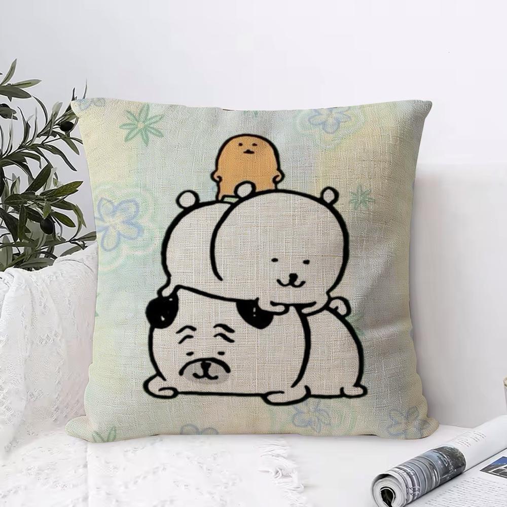Japan Cute Joke Bear Cushion Cover Eco Linen Pillow Case DoubleSided Print Breathable Durable Zipper Home Decor Gift