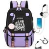 KATSEYE Retro Print Backpack Korean Style Campus Student Bookbag Large Capacity Fashion Daypack 60123-5
