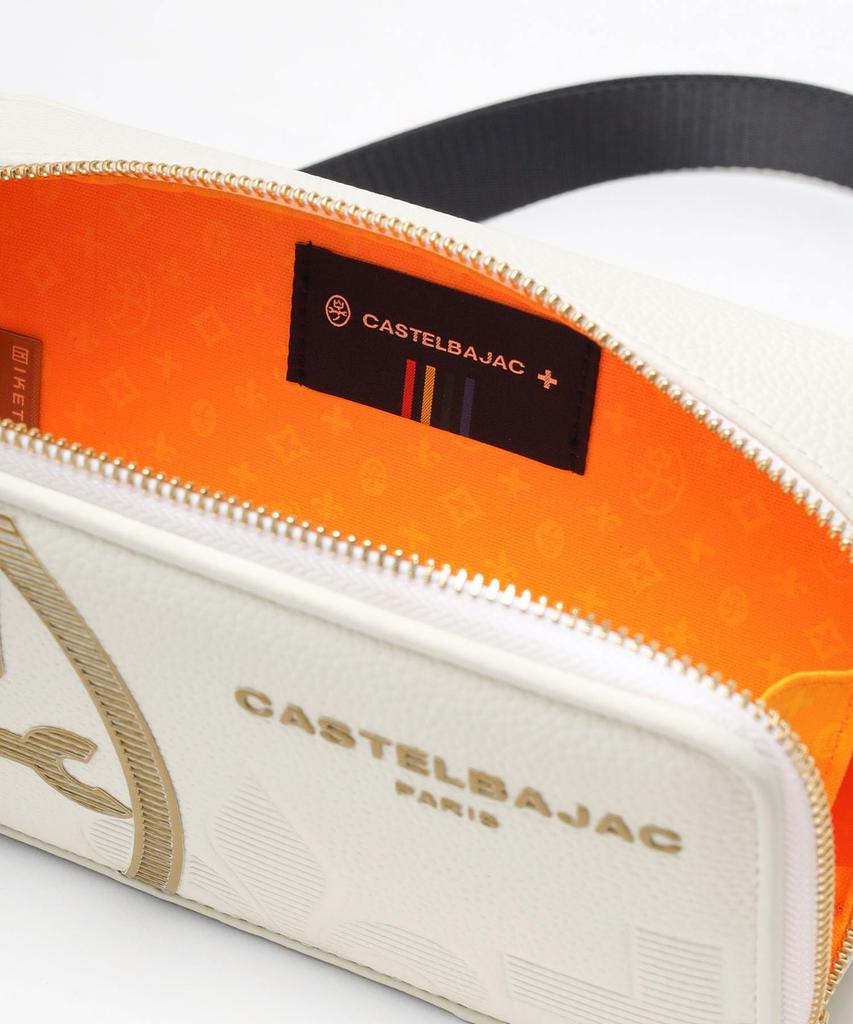 Castelbajac Canelé Leather One-Shoulder Bag, Horizontal, No. 35921, White