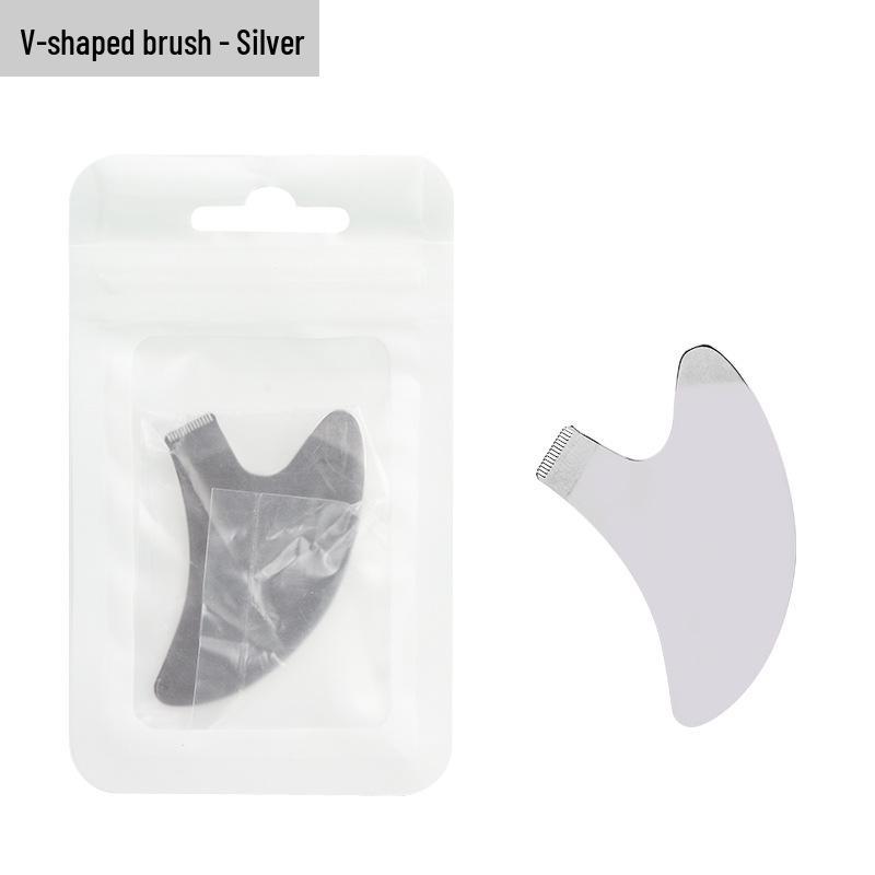 Stainless Steel Y-Shaped Eyelash Extension & Perm Comb with Small Eyebrow Brush.