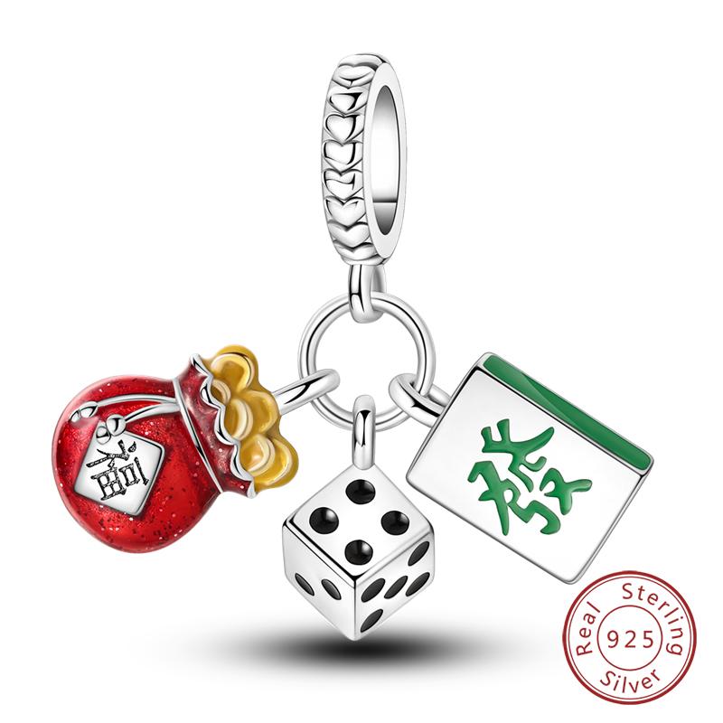 New Year Series Copper Lucky Cat God Of Wealth Lion Dance Koi Fish Charms Beads 3Mm Diy Jewelry Gifts