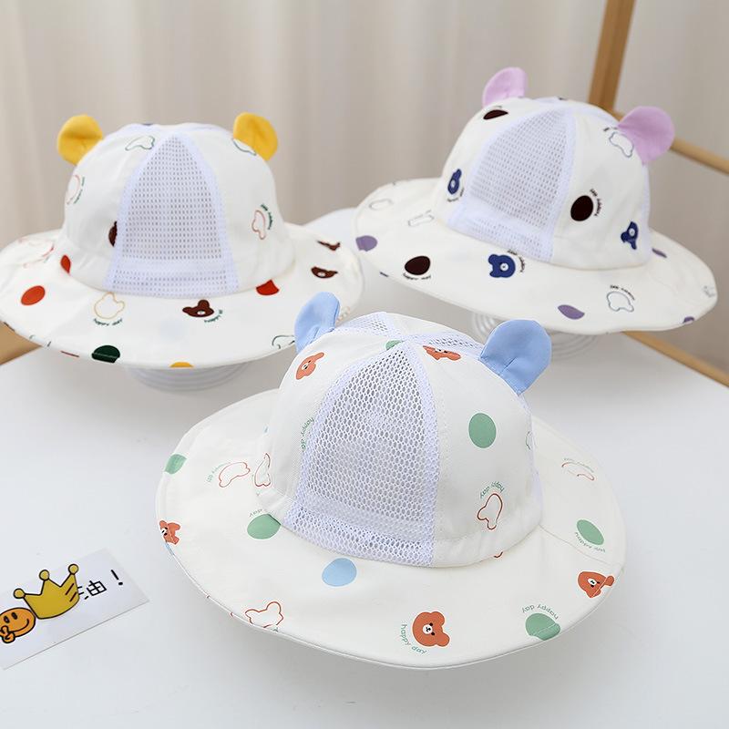 Bear Dots Baby Bucket Hats For Children Summer New Sunhat Kids Fishing Hat Sunshade Visor Boys Girls Outdoor Cartoon Beach Cap