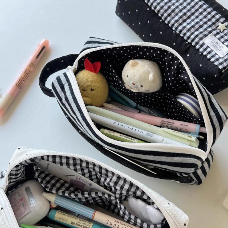 1Pcs Large Capacity Student Pencil Eraser Ruler Organizer Korean Pencil Case Ins Aesthetic Causal Stationery Tote Bag