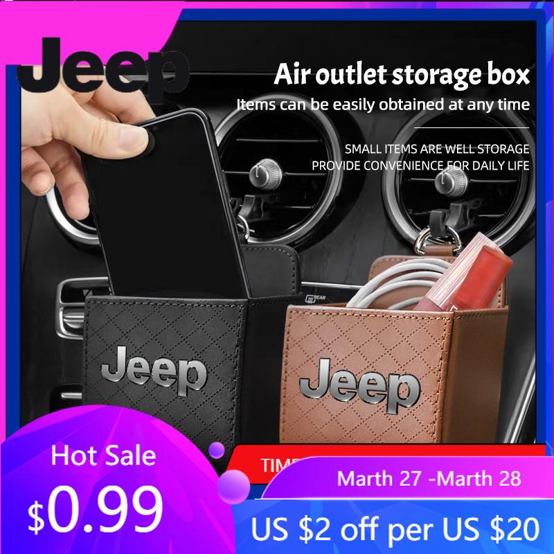For Jeep 1Pcs Car Storage Bag Car Air Outlet Debris Organizer For Jeep Grand Cherokee Wrangler JK Gladiator Compass Renegade