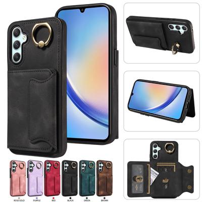 For Samsung Galaxy A34 (5G) Ring Bracket Card Holder Slots Cover Phone Case