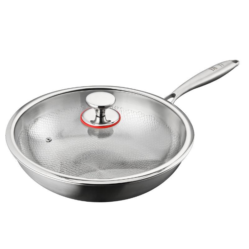 Hochwertiger Antihaft-Titan-Wok mit gehämmertem Boden für Fischschuppen, geeignet für Induktionskochfelder