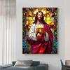 Jesus Christ Stained Glass Posters Canvas Prints Art Mosaic Jesus Religion Portrait Abstract Pop Wall Art Picture for Home De