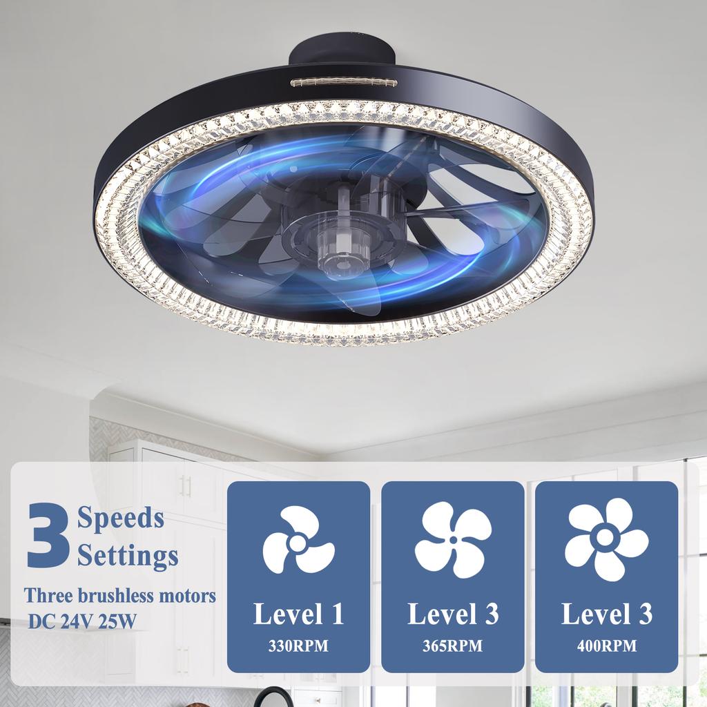 2-in-1 Ceiling Fan with LED Light Remote Control Dimmable Smart Fan Light for Bedroom Living Room Kitchen
