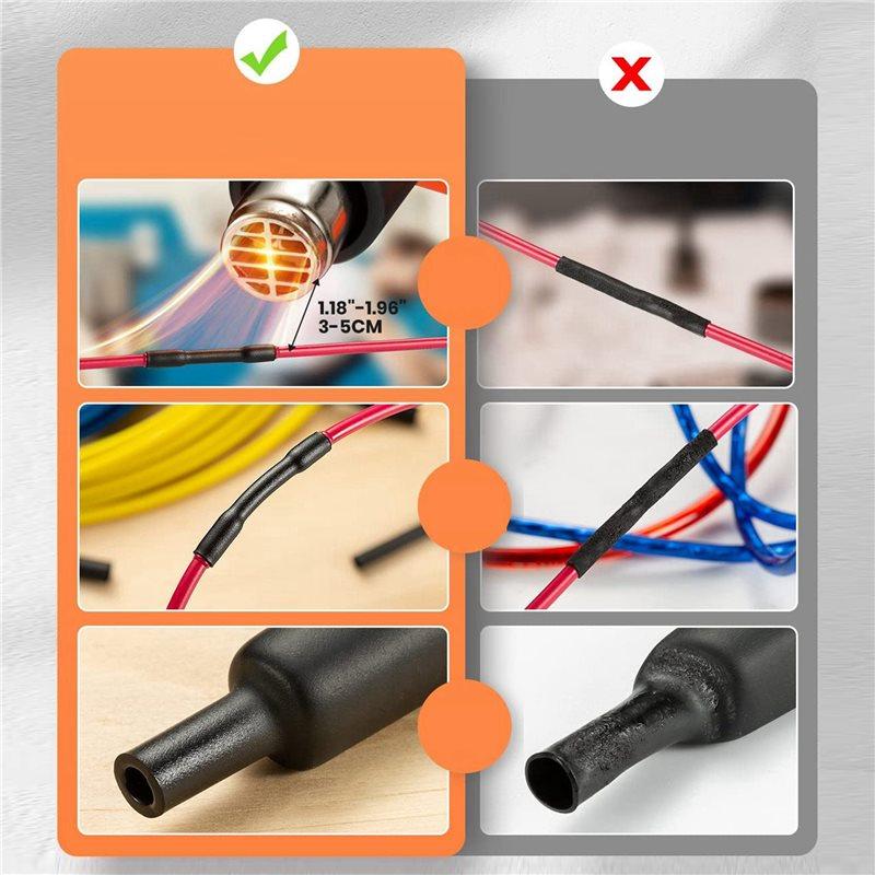 800 Pcs Heat Shrink Tubing Kit-3:1 Ratio Adhesive Lined,Marine Grade Shrink Wrap - Industrial Heat-Shrink Tubing