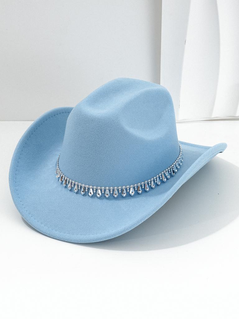 Men & Women Cowboy Hat – Fashionable Diamond Sword Rhinestone Hat Chain – Vintage Gentleman Fedora Jazz Cap