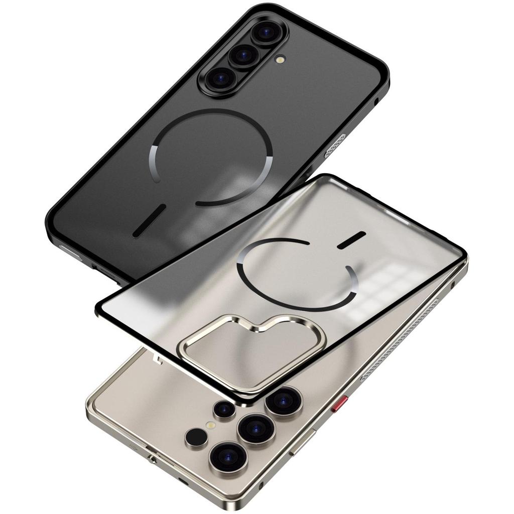 Samsung S26 Ultra Frosted Metal Frame Phone Case with Cooling Magnetic Ring - Exclusive Cross-Border Use
