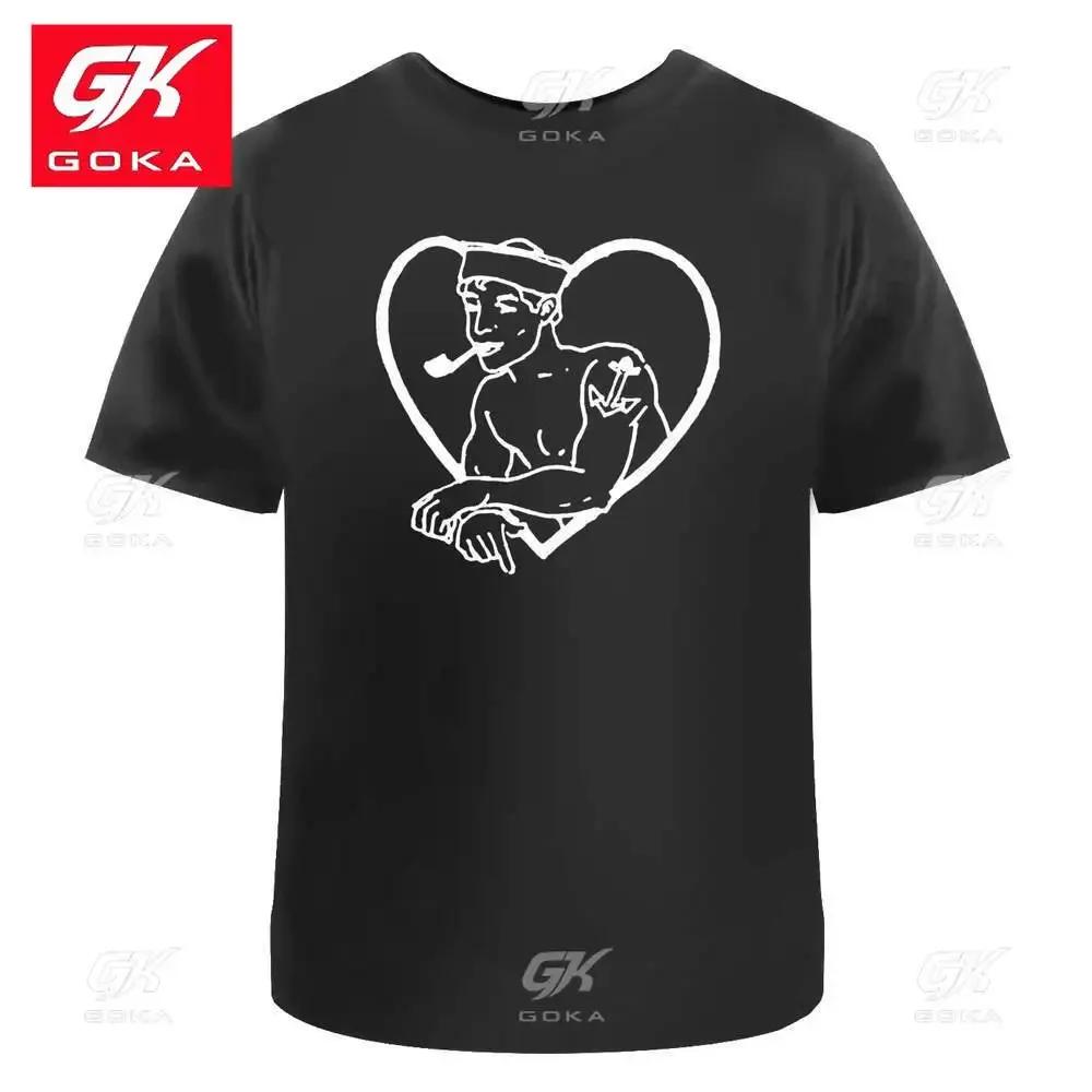 Love Heart Sailor Unisexs Womens Cotton TShirts Graphic Clothing Short Sleeve Vintage Tops Printed Y2K Clothes Classic T Shirt