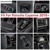 Head Light Lamp / Water Cup / Gear Shift Panel / Air AC Vent Cover Trim Carbon Fiber Accessories For Porsche Cayenne 2018 -
