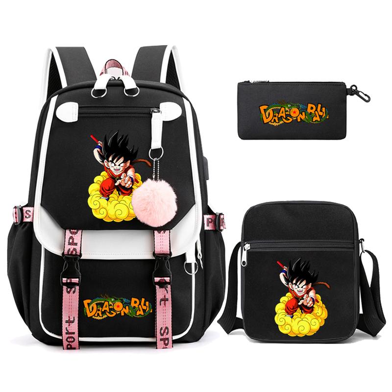 3Pcs/set Anime Dragon Ball Daily Laptop Backpack Lightweight bag for Men Women Travel Bag Student Girl Boy Back To School Unisex Bagpack Mochila