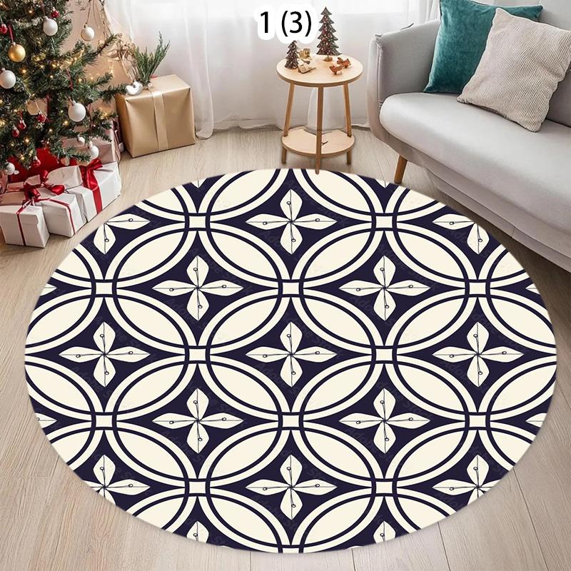 French Retro Living Room Decoration Round Carpet Large Area Rugs for Bedroom Home Washable Floor Mat Non-slip Soft Cloakroom Rug