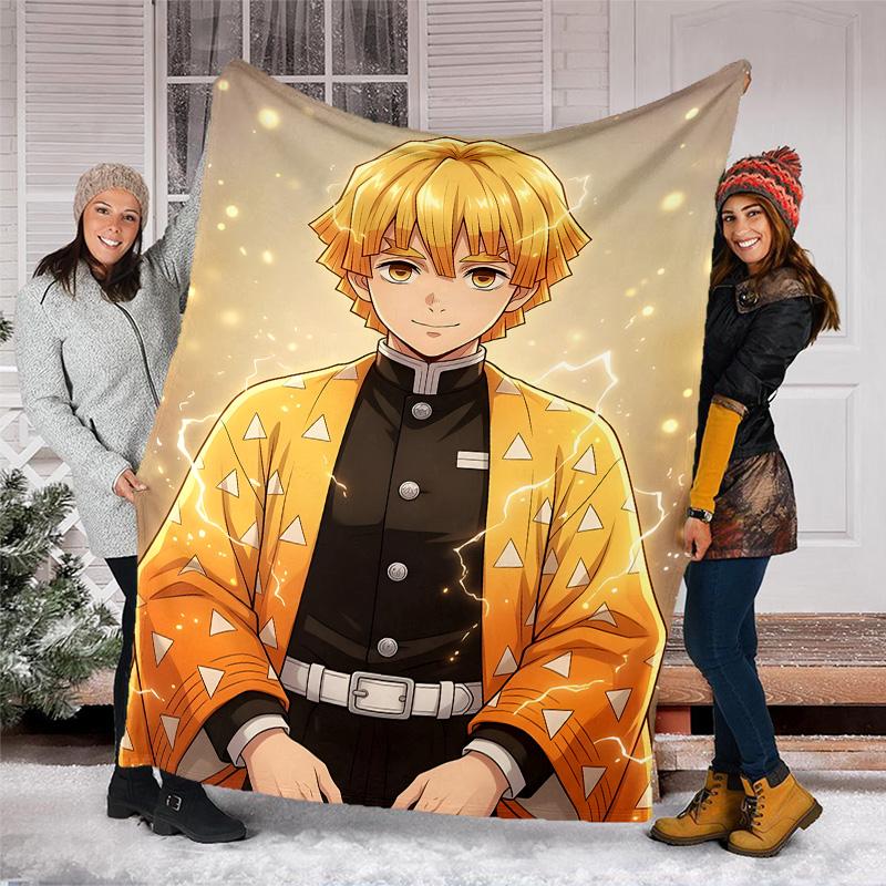 1pc Agatsuma Zenitsu (3) Theme Blanket - Digital Print, Polyester, Cozy for All Seasons, Perfect for Outdoor, and Travel