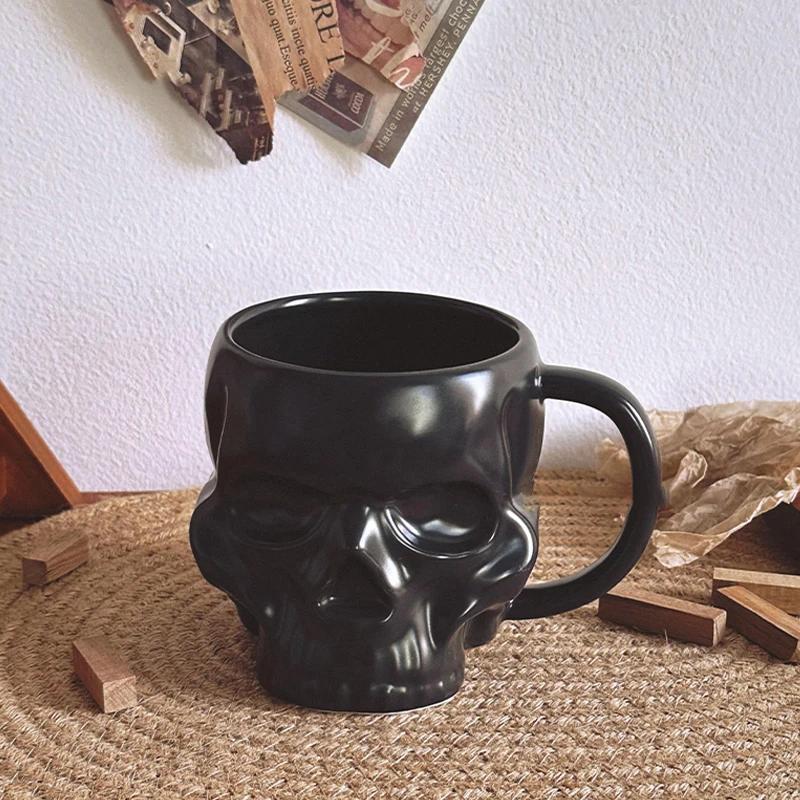 Dark Gothic Style Art Bone Skull Mug High-end Quirky Niche Design Cup Halloween Gift