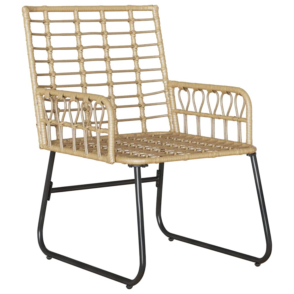 Garden Dining Set 3 Pcs Brown and Cream Poly Rattan