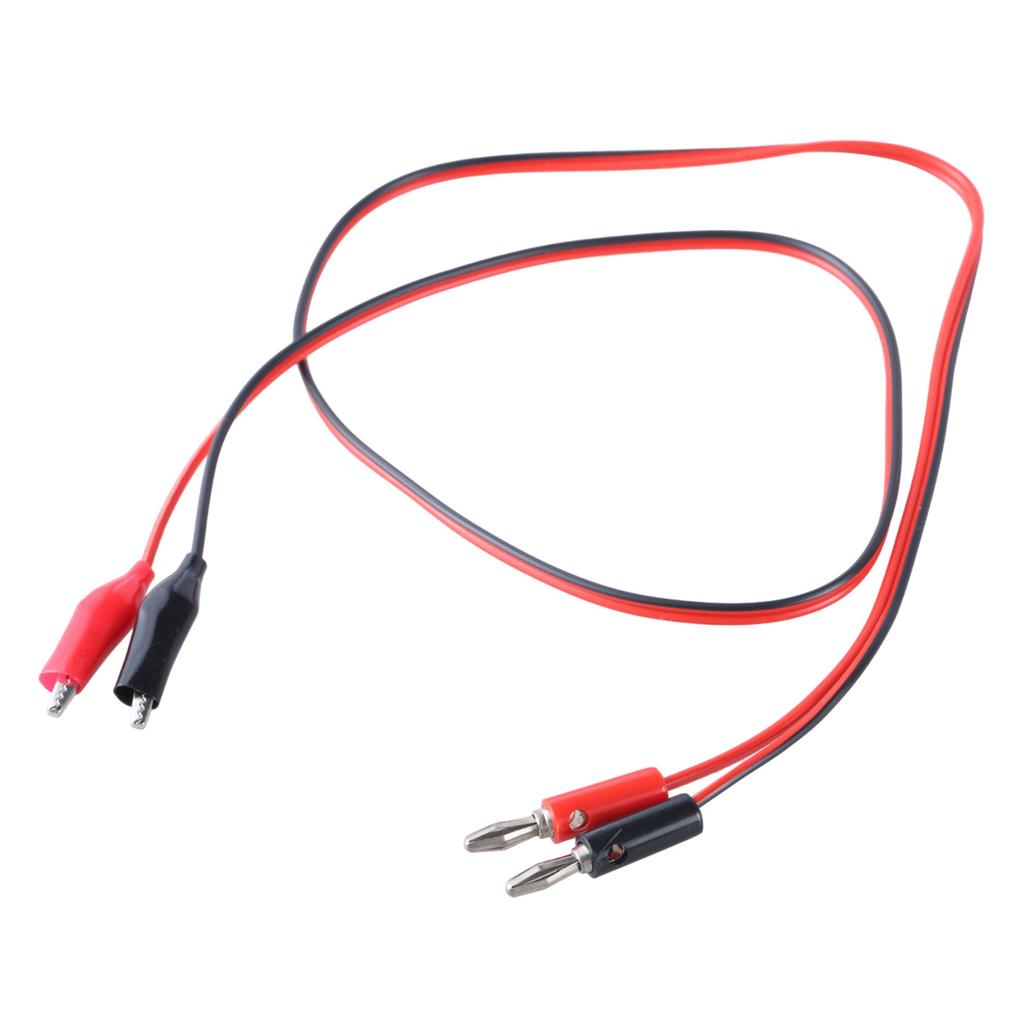 Power Plug to Alligator Clip Cable Double Alligator Clips Power Test Cable 2 Plugs to 2 Clips Cable Length 1M