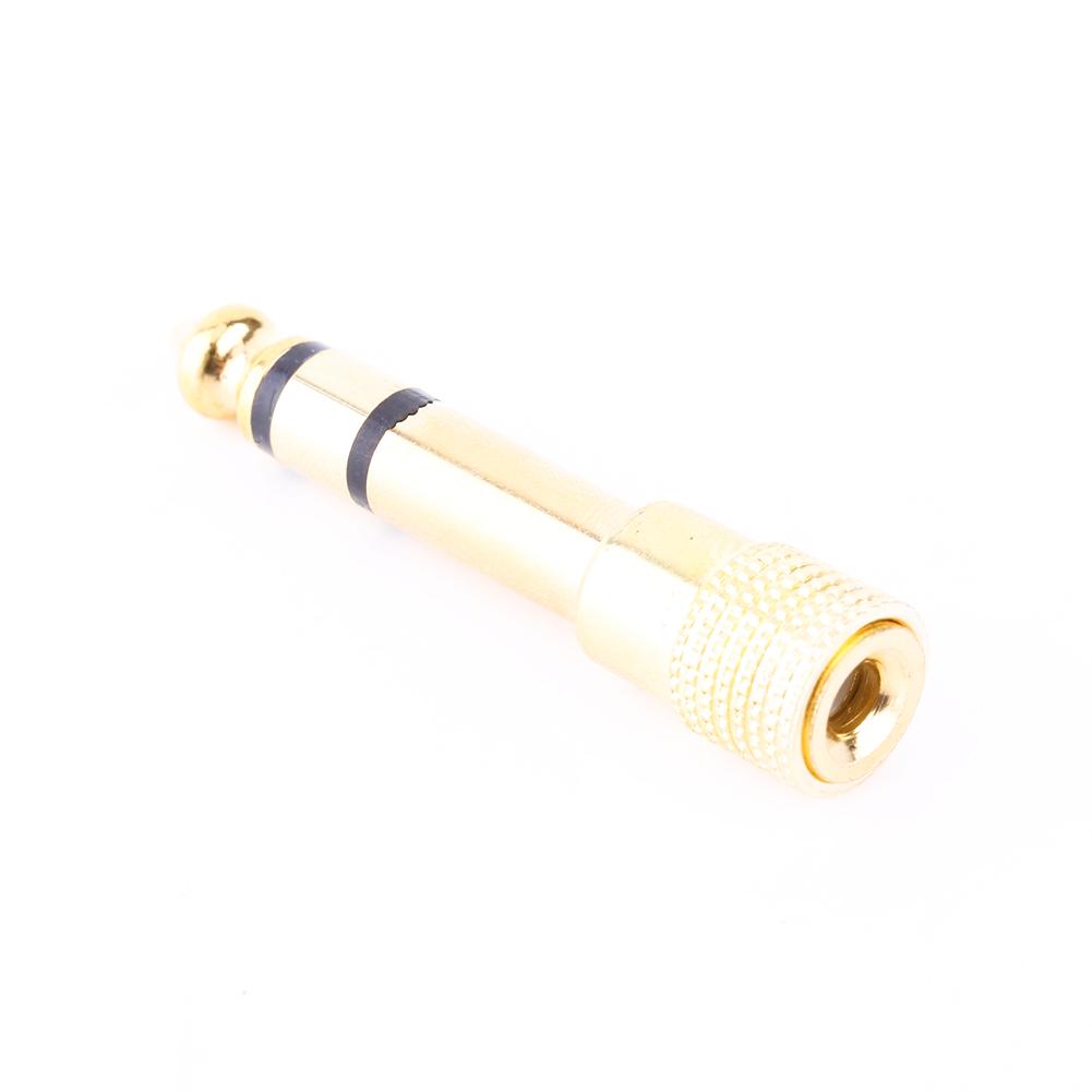 3.5mm Female To 6.5mm Male Stereo Headphone Audio Plug Jack Adapter Gold