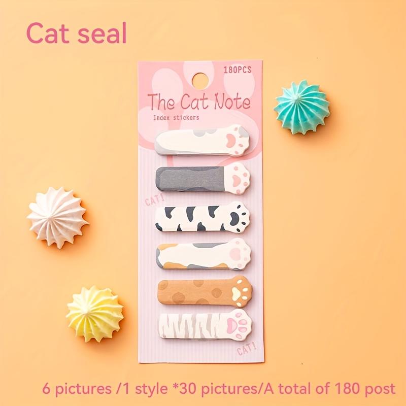 [Kawaii Stationery Supplies] Cute Cartoon Cat Shape Sticky Notes Mini Sticky Notes Set for Office, School, Journaling - Unique Bookmark Index Tabs