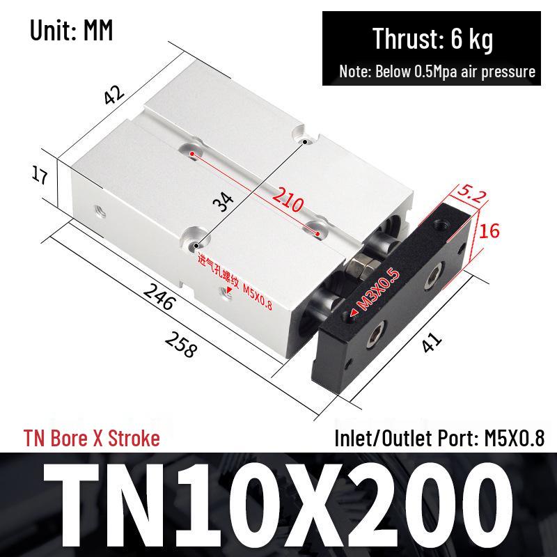 TDA Double-Axis Double-Rod Large Thrust Cylinder - Sizes: 10/16/20/25/32/40/50mm X 20/50/75mm