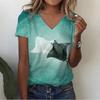 Women's casual marine animal pattern T-shirt