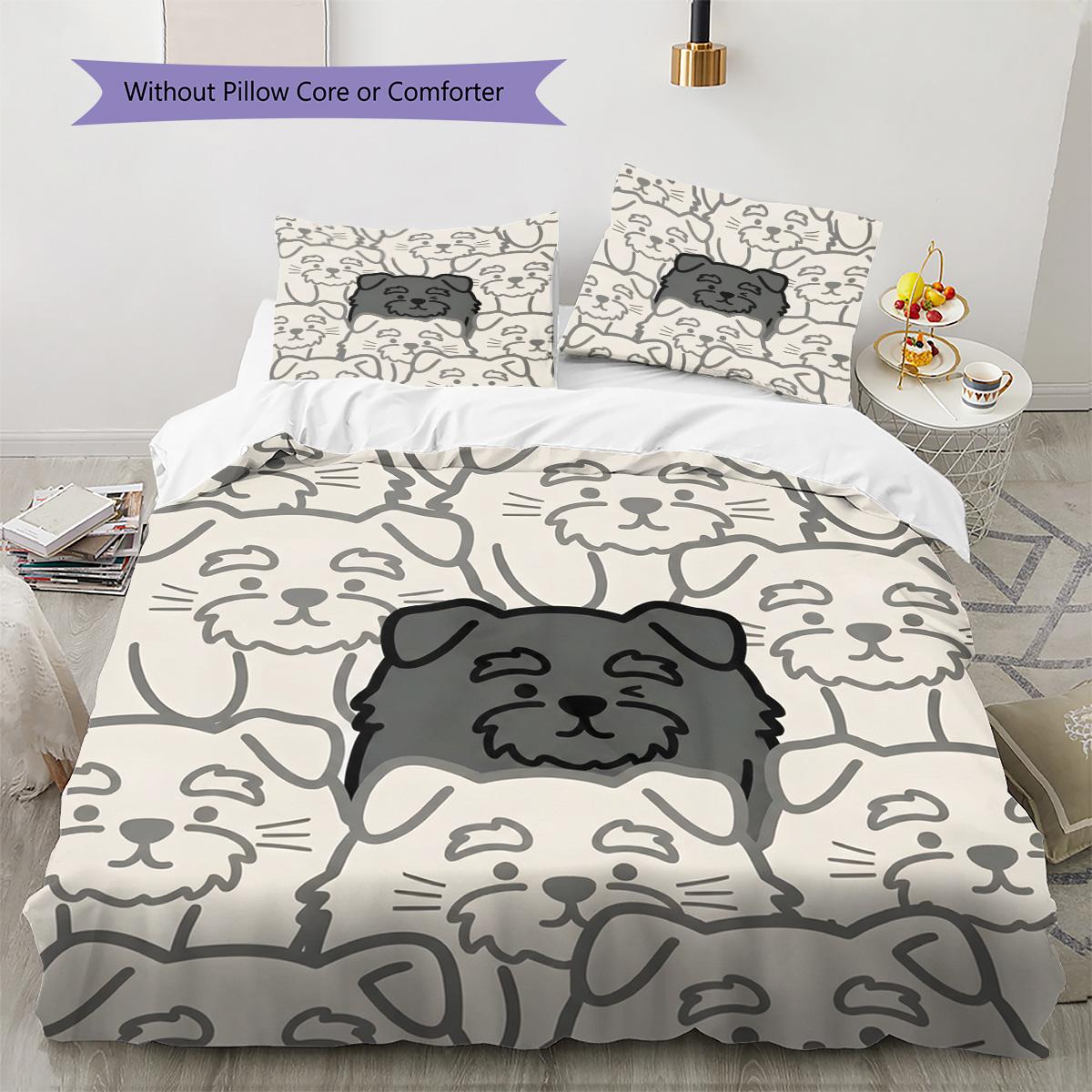 

schnauzerterrier Pattern Bedding Quilt Set Quilt Cover Pillowcase Home Decoration Birthday Gift (1 * duvet cover + 2 * pillowcase, without core) 135x200cm