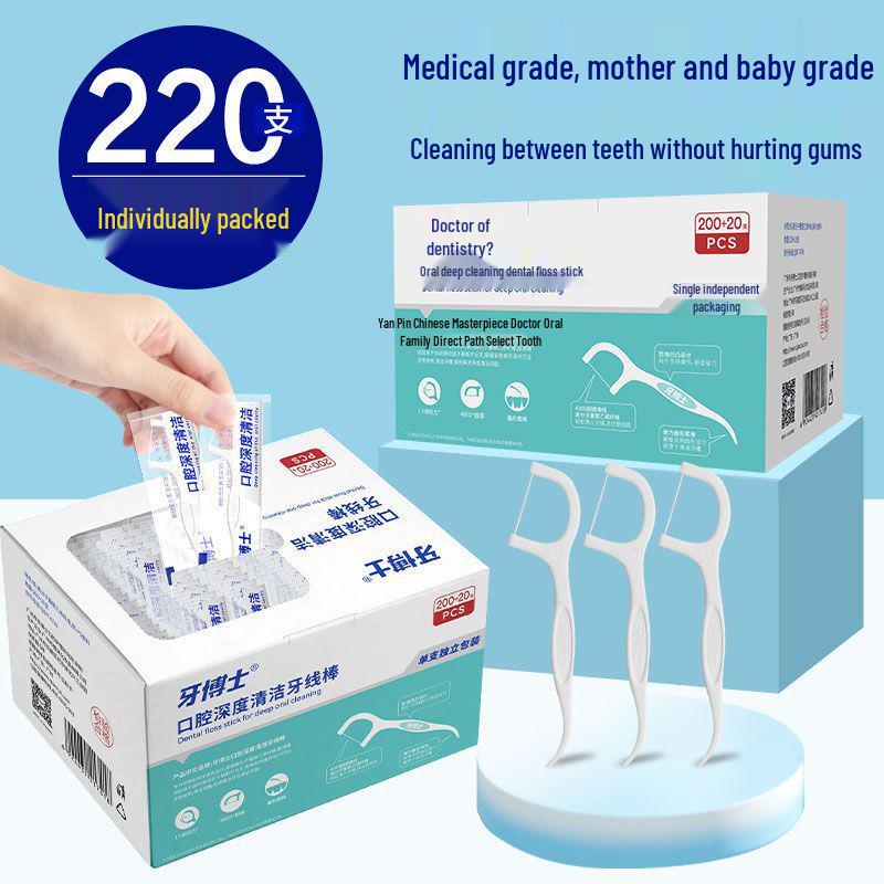 Dr. Ya High-Tension Super Fine Floss Picks - Individually Wrapped, Convenient, Disposable Toothpicks for Adults
