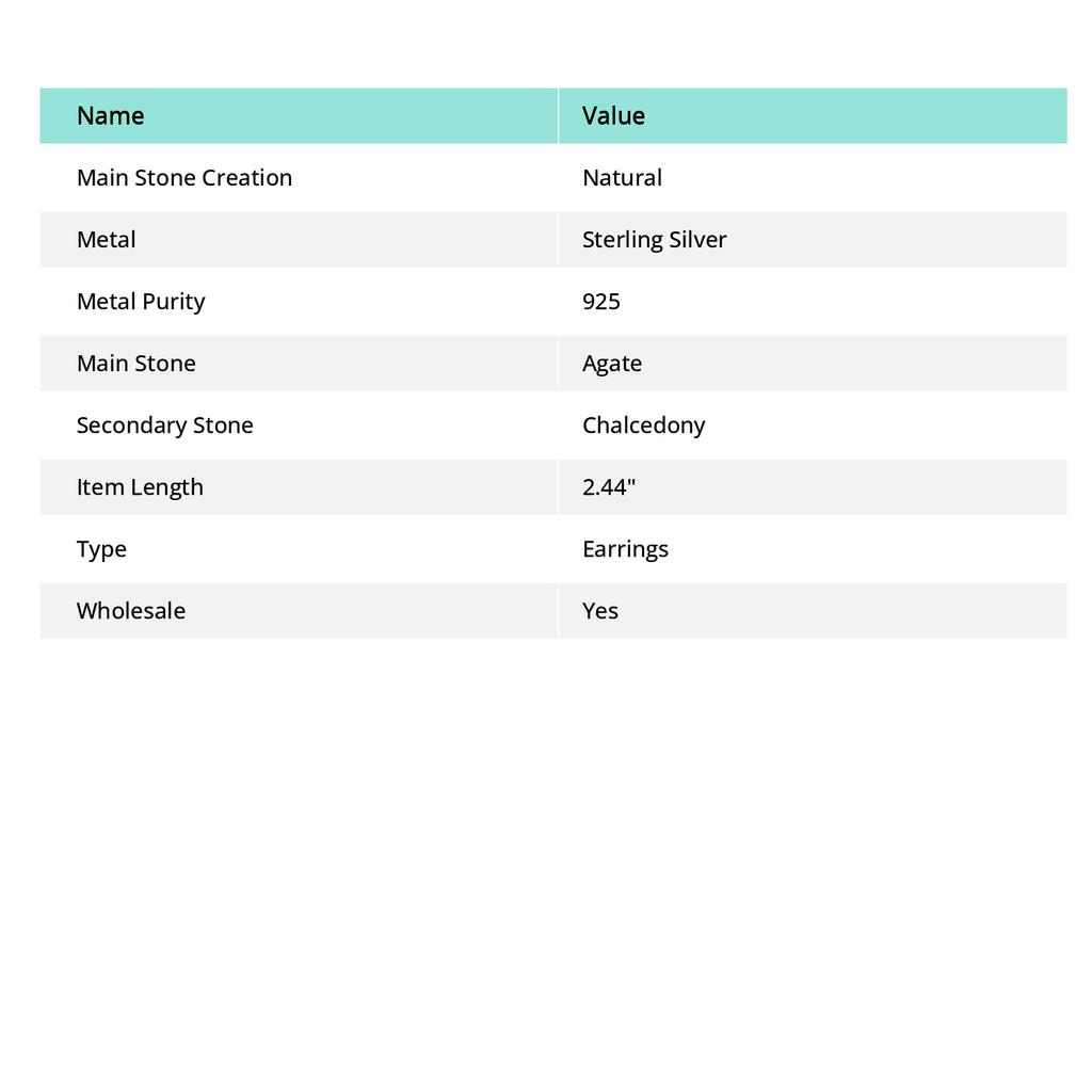 Natural Tube Agate, Chalcedony Gemstone 925 Sterling Silver Earring 2.44" N5e02