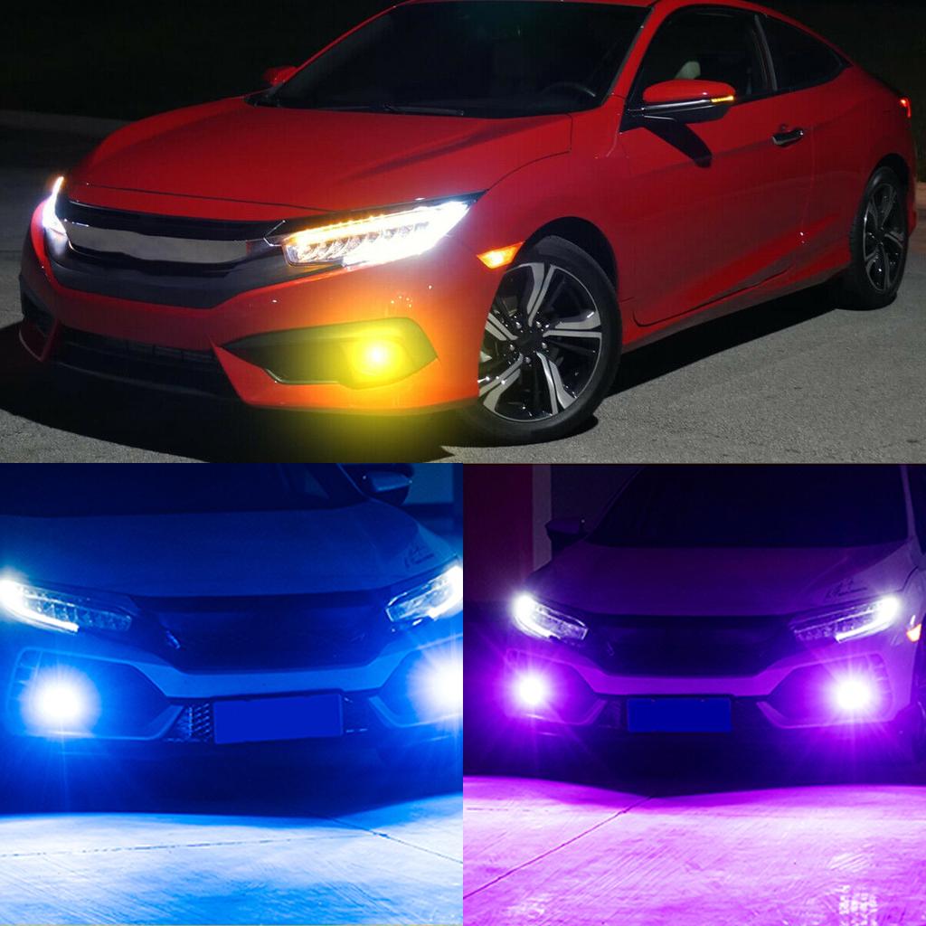 2PCS 27 LED Car Fog Lights H8/H11 RGB Fog Light Bulbs with Remote Control Colorful 360° Beam Angle 4 Modes Front Fog Light Bulbs