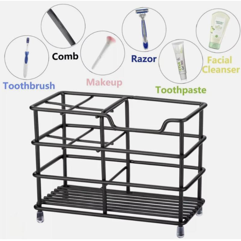 Bathroom Stainless Steel Toothbrush Storage Rack Grid Pen Holder Versatile Neat