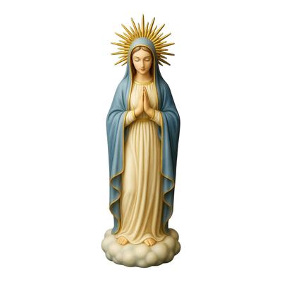 Virgin Mary Statue Religious Desktop Statue Resin Decorative Sculpture for Bookshelf Coffee Table Nightstand Bedside Display