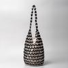"Women's Summer Hollow Wooden Bead Woven Bucket Shoulder Bag"