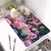 3D Peony Flower Diatom Mud Draining and Heat Insulation Mat for Kitchen Countertops