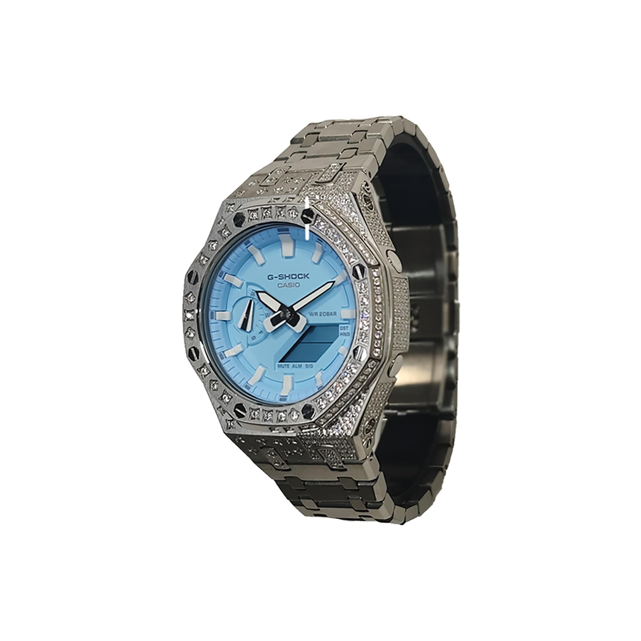 

CASIO Men Liquid Crystal,Analog Dual Display Series Blue Watch GA-2100-2A2(Watch3--) Regular Watch Box