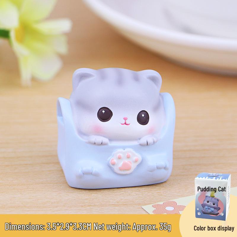 Mini Cat Pudding Ornament | Stress Relief Desk & Car Decor