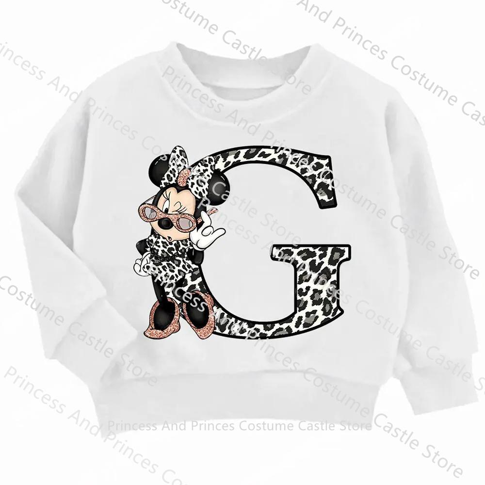 Children MINISO Minnie Hoodie Letter A B C D Kid Casual Clothes O-neck Pullover Little Baby Kawaii Cartoons Boy Girl Sweatshirts