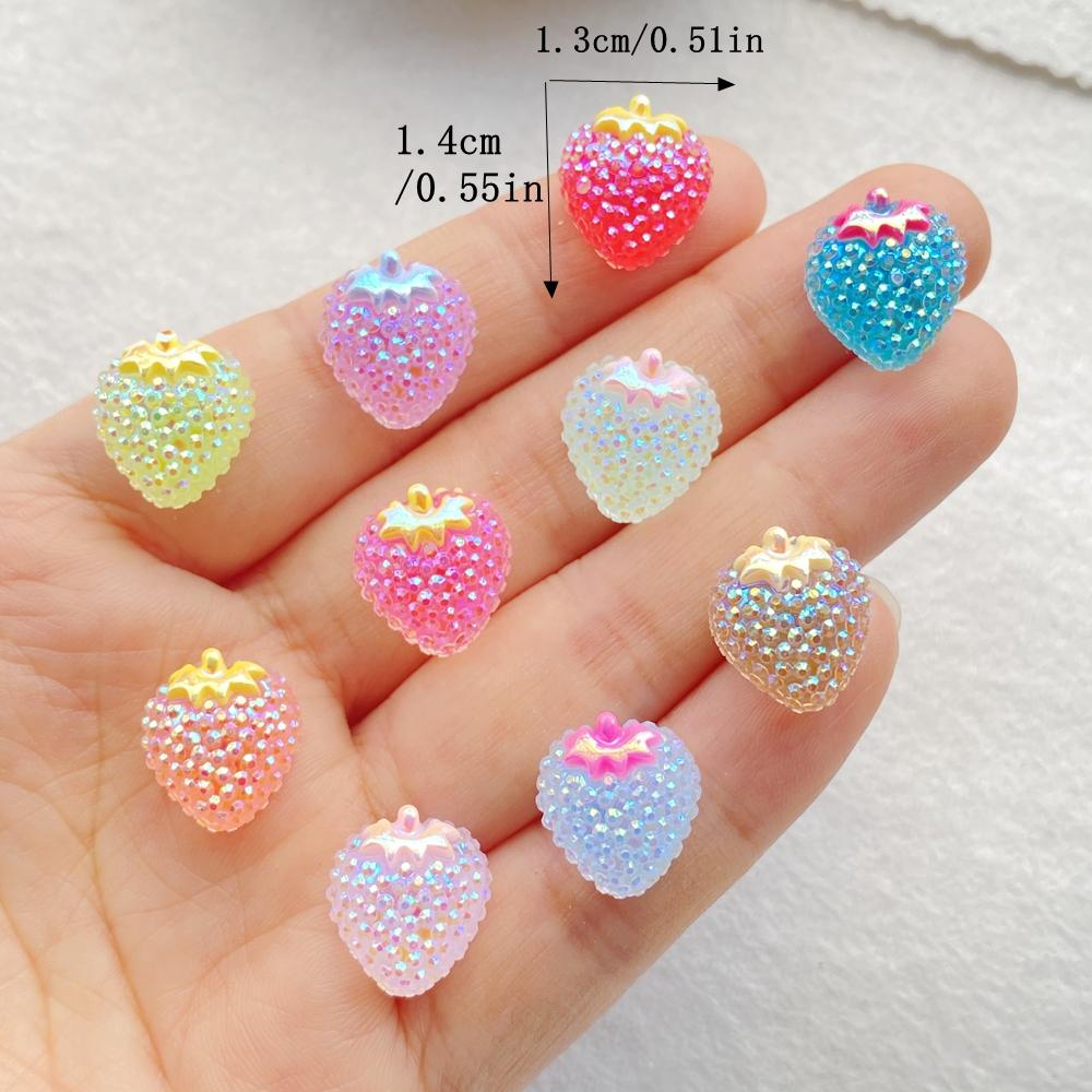 30pcs Glitter Resin Colorful Mini Cute Strawberry Nail Art Flatback Rhinestone Applique DIY Wedding Scrapbook Decor Craft