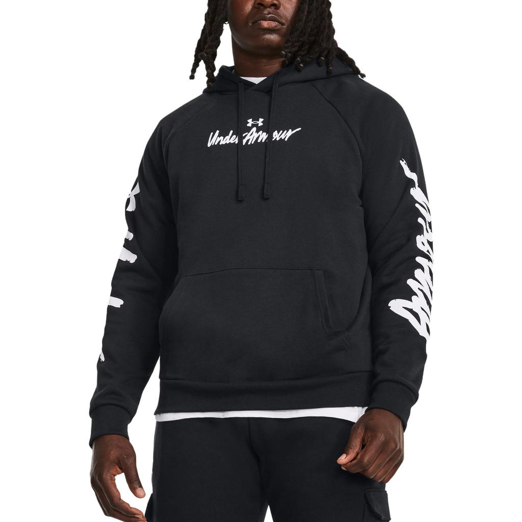 Under Armour Alphabet Logo Print Hooded Sweatshirt Men Tops Black 1379760-001