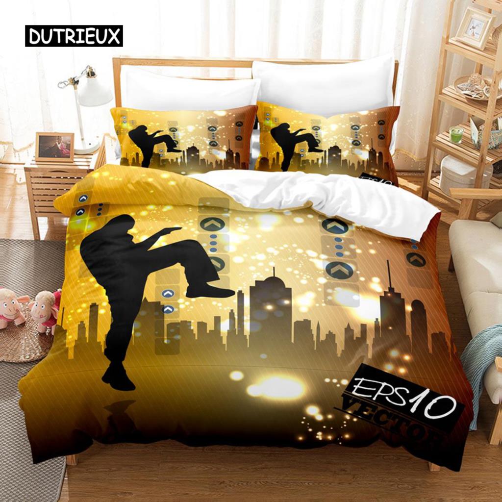 

Комплект постельного белья Kung Fu Duvet Cover King Size Sunset Martial Art Men Silhouettes Комплект постельного белья для подростка из полиэстера, спортивная тема, пододеяльник EU single(135x200cm)