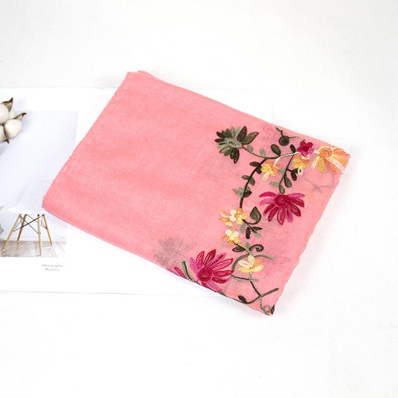 Ethnic Style Embroidery Craft Cotton Linen Scarf for Women Versatile Gauze Scarf Chinese Style Embroidery Long Spring and Autumn