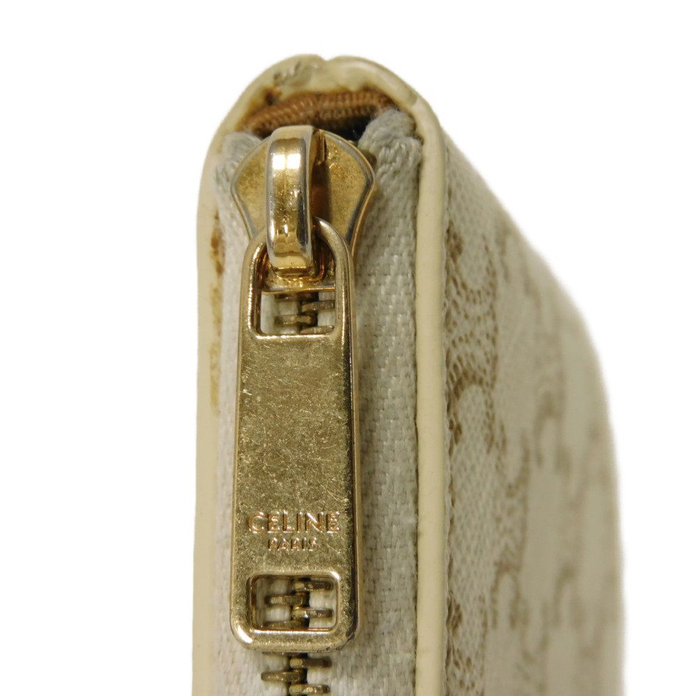 Used 10431 Logo Coin & Card Case 10C662CA2.01BC 7943 Macadam Arc de Triomphe Ivory Gold Key Ring White Unisex from